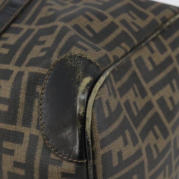 FENDI Zucca Canvas Boston Bag PVC Black Brown Auth 145332 - Picture 4 of 16